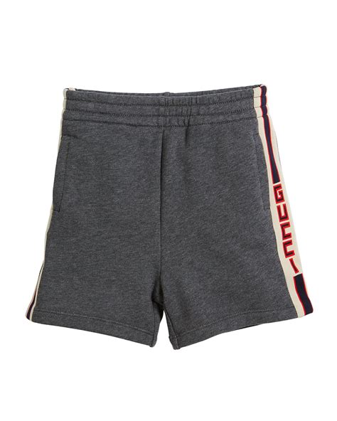 gucci logo jacquard side jogger shorts size 4-12 gray 6|farfetch Gucci joggers.